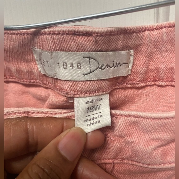 Cato Blush Pink Plus Size Skinny Loose Hem Jeans Size 18W - Picture 4 of 8